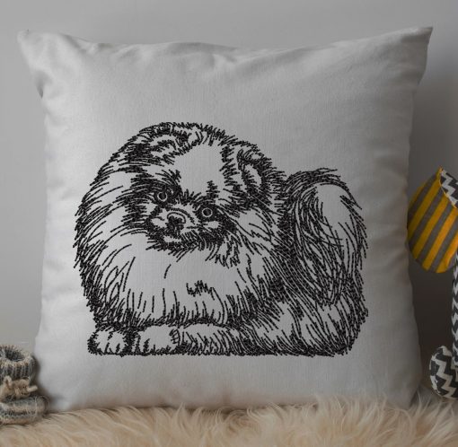 Full Body Pomeranian Sketch Embroidery Design