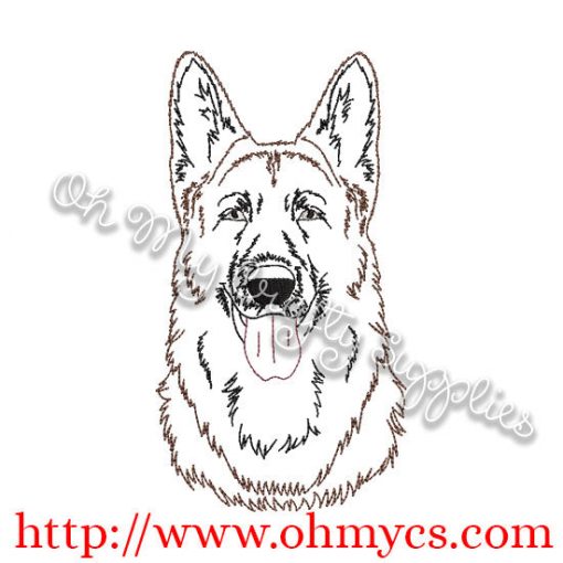 Sketch of German Shepherd Embroidery Design