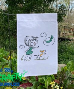 Girl Chasing Hat Embroidery Design