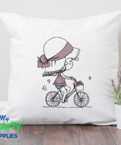 Girl on Bike with Flowers Embroidery Design