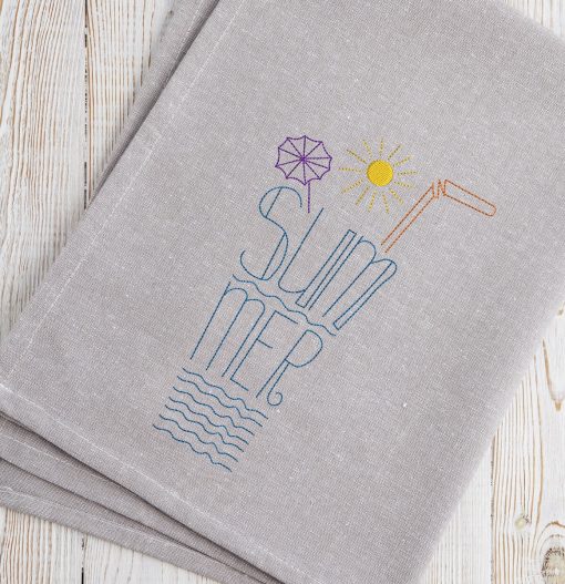 Glass Full of Summer Line art Embroidery Design