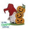 Gnome Triple Pumpkins Embroidery Design