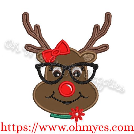 Goofy Girl Reindeer Applique Design