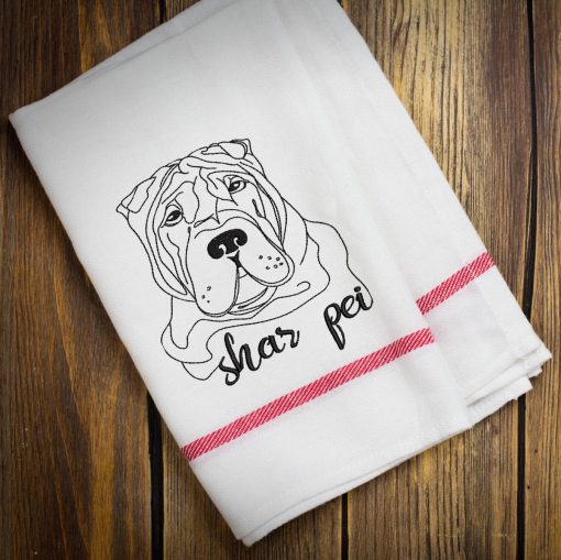 Hand Drawn Shar Pei Embroidery Design