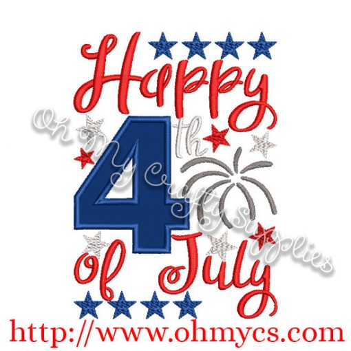 Happy 4th of July Applique Design