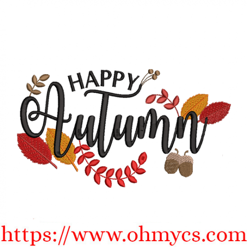 Happy Autumn 2 Embroidery Design