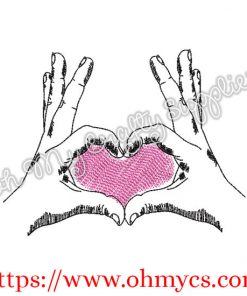 Heart Hands Embroidery Design