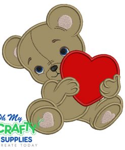 Bear with Heart Embroidery applique