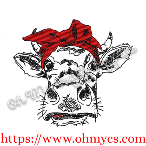 Heifer with Headband Embroidery Design