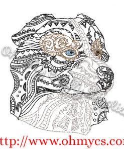 Henna Australian Shepherd Embroidery Design
