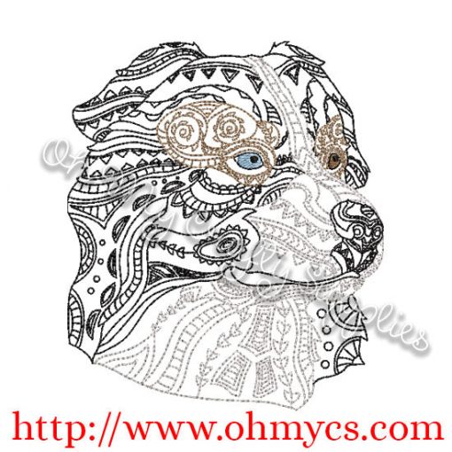 Henna Australian Shepherd Embroidery Design