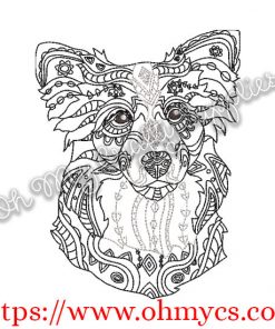 Henna Border Collie Embroidery Design