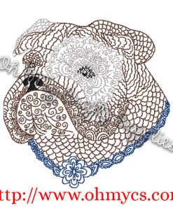 Henna Bulldog Embroidery Design