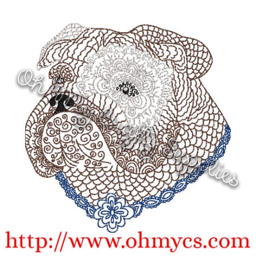 Henna Bulldog Embroidery Design