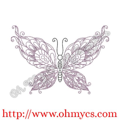 Henna Butterfly Swirls Embroidery Design