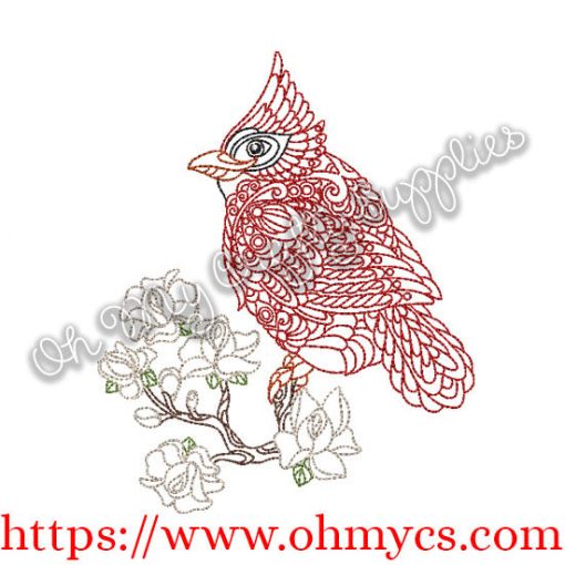 Henna Cardinal Embroidery Design
