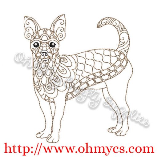 Henna Chihuahua Doggy Embroidery Design