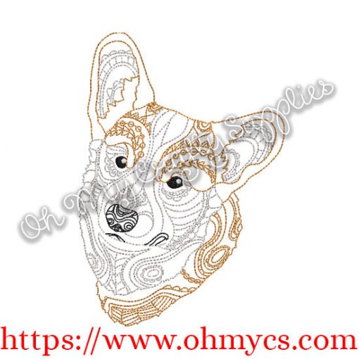 Henna Corgi Embroidery Design