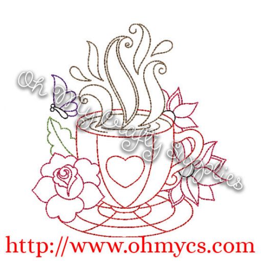 Henna Floral Cup Embroidery Design