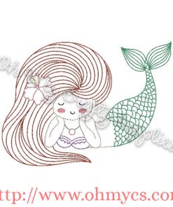 Henna Mermaid Embrodery Design