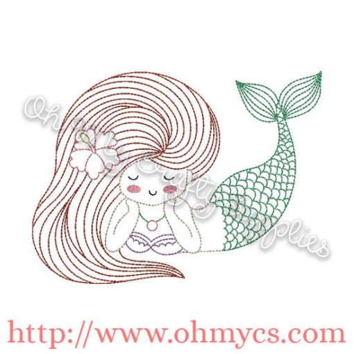 Henna Mermaid Embrodery Design