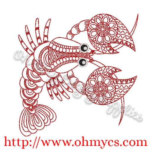 Henna Lobster Embroidery Design