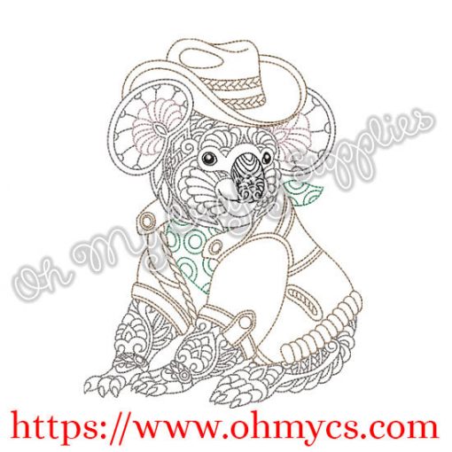Henna Outback Koala Bear Embroidery Design