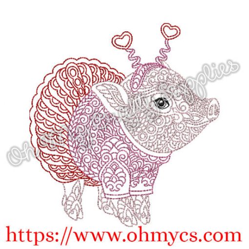 Henna Pig in a Tutu Embroidery Design