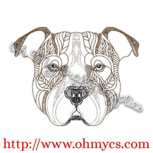 Henna Pitbull Unchopped Embroidery Design