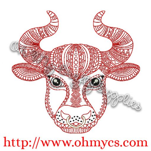 Henna Bull Embroidery Design