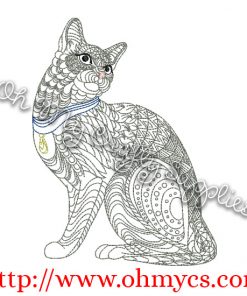 Henna Cat 2 Embroidery Design