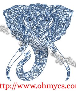 Henna Elephant Embroidery Design