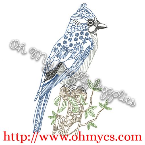 Henna Jay Bird Embroidery Design
