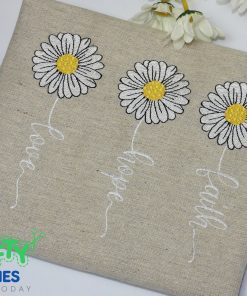 Faith Hope Love Daisies Embroidery Design