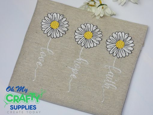 Faith Hope Love Daisies Embroidery Design