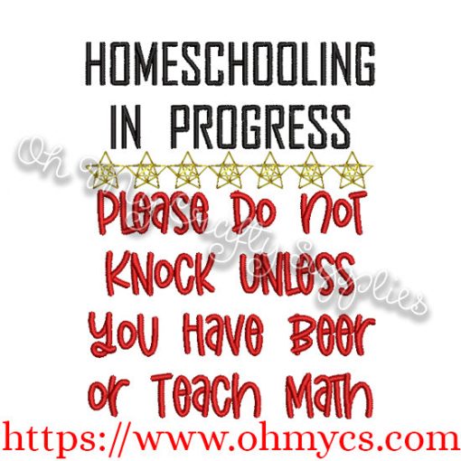 Homeschooling Beer Embroidery Design