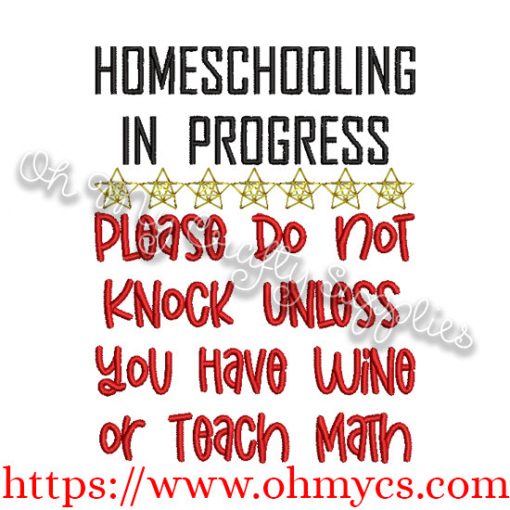 Homeschooling Wine Embroidery Design