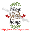 Home Sweet Home with Hearts Embroidery Design