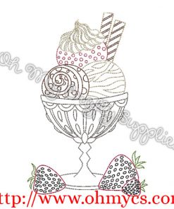 Ice Cream Embroidery Design