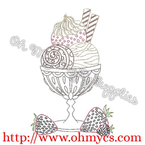 Ice Cream Embroidery Design