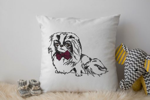 Japanese Chin Dog Sketch Embroidery Design