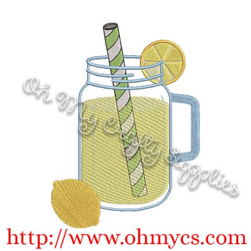 Jar of Lemonade Embroidery Design