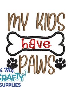 Kids have paws 1622 Embroidery Design