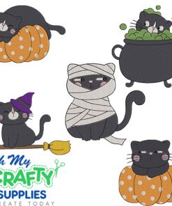 Kitten Halloween Set of 5 Embroidery Designs