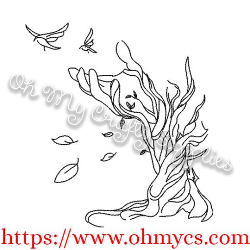 Leafy Tree Hand Embroidery Design