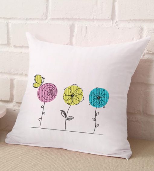 Line Sketch Spring Flowers Embroidery Design