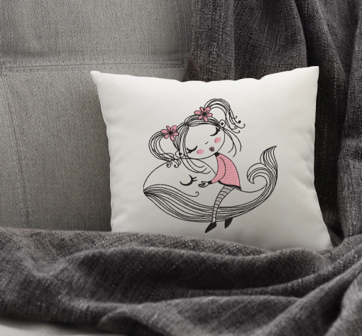 Little Miss Whale Embroidery Design