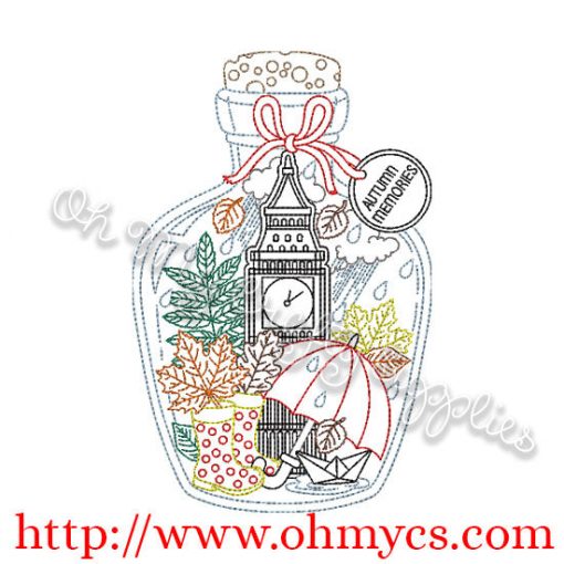London Big Ben Bottle Embroidery Design