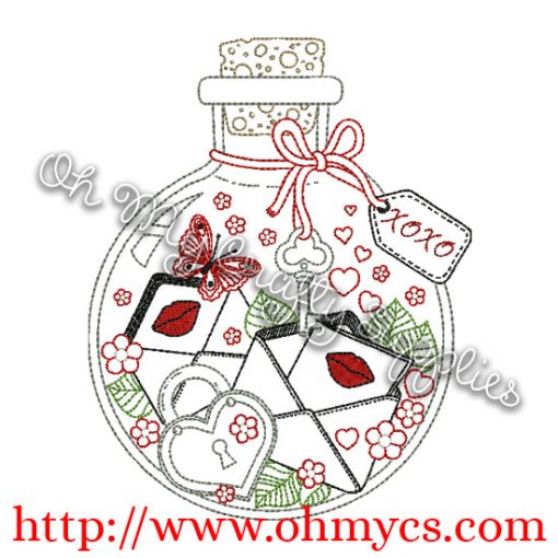 Love Bottle Embroidery Design