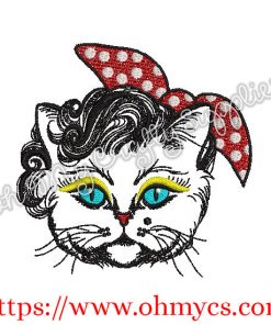 Makeup Kitty Embroidery Design